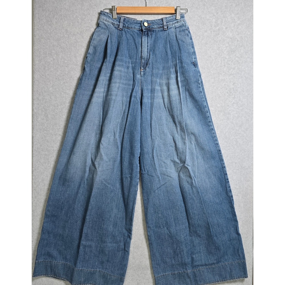 Alysi Jeans Womens 29 Wide Leg Denim Pleated Jeans Baggy Skater Y2K 90s Italy